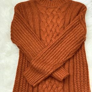 Orange long sleeve sweater dress